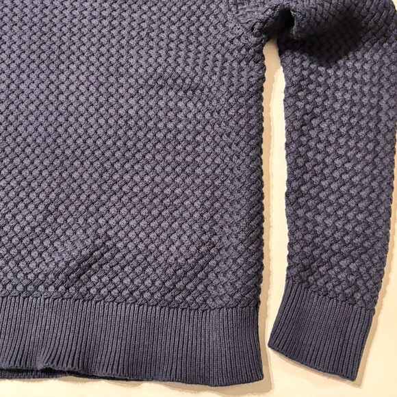 LL Bean Women's Sweater 100% Cotton Basket-Weave Boatneck Pullover Navy Blue XS - Picture 7 of 12